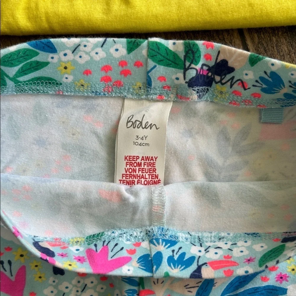 Mini Boden Bright Yellow Top with Pink Bow and Patterned Shorts